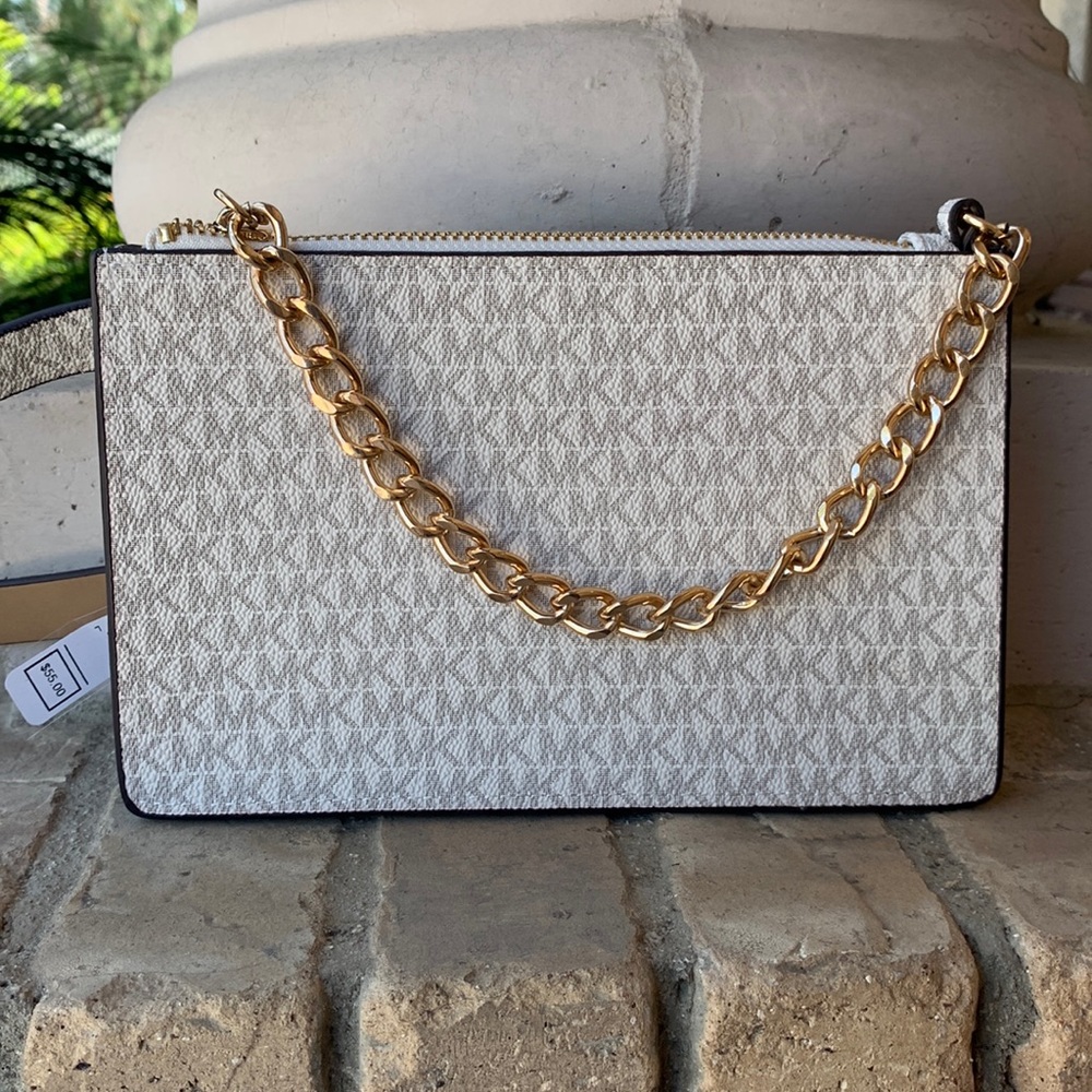 Michael Kors MK Signature Fanny Pack Belt Bag Vanilla Large